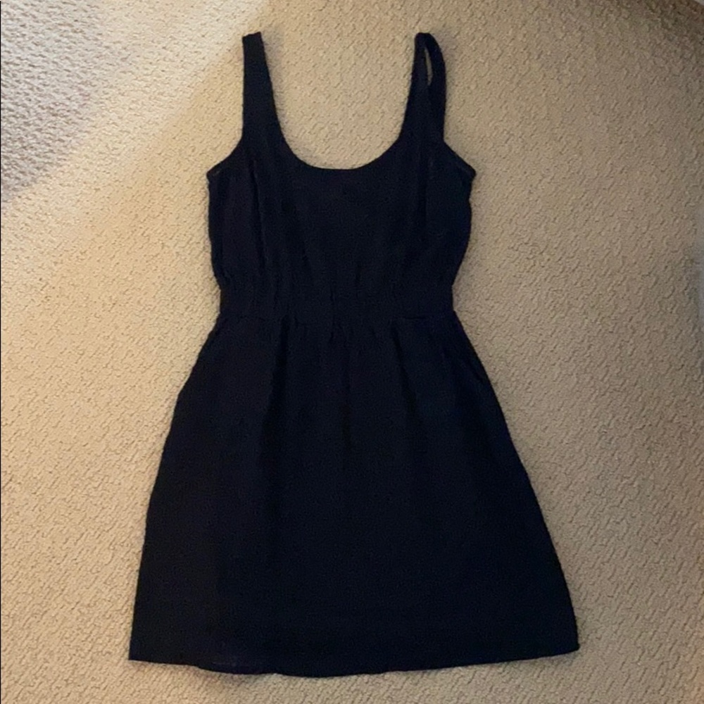 Black dress in grid texture